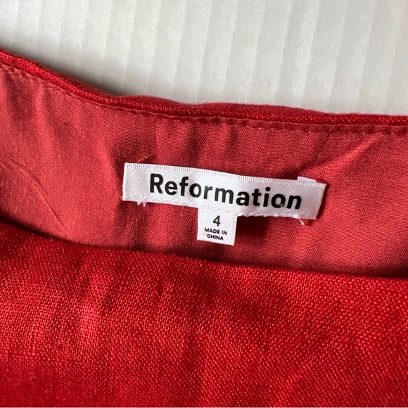 Reformation 4 Grace 100% Linen Two Piece Top Skirt Sundried Tomato Red EXCELLENT - Picture 9 of 16
